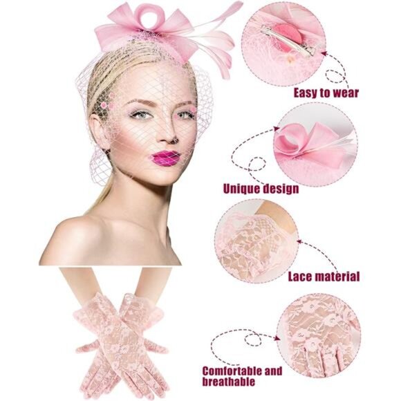 Fascinator Hat for Women Feather Funeral Veil Hat Tea Party Derby Headband - Picture 5 of 7